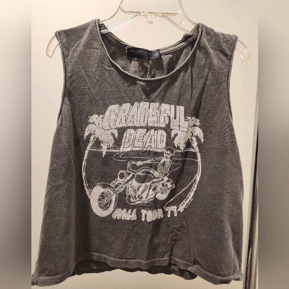Junk Food Clothing Gray Muscle Tee Crop Top